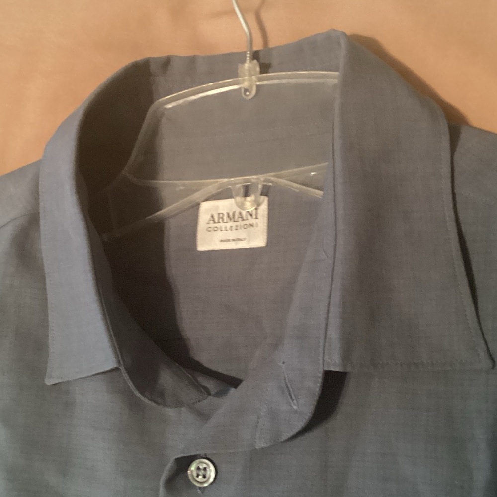 Armani Collezioni Men's Slate Gray Dress Shirt